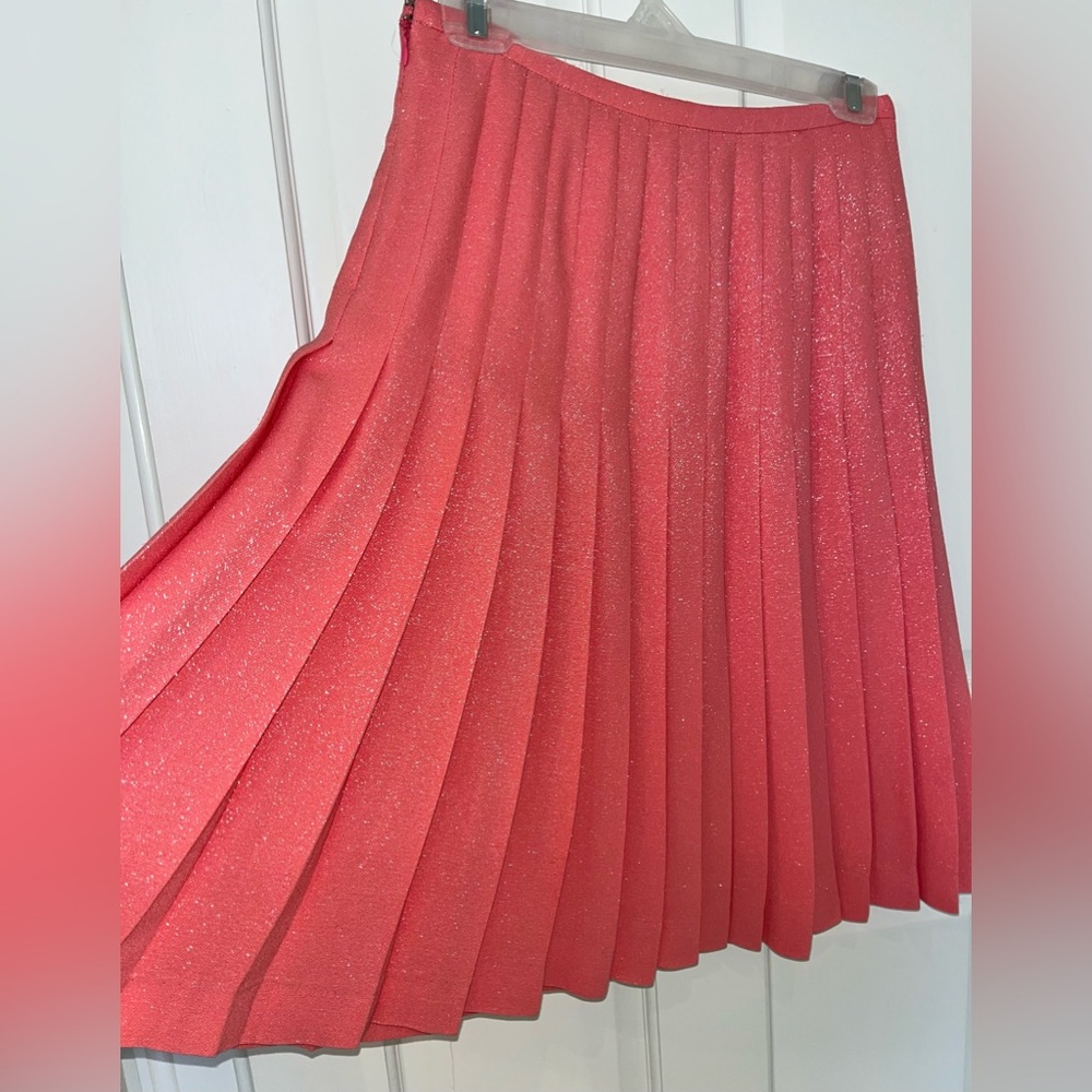 Michael Kors Collection Coral Pink Sparkling Pleated Skirt. Sz4